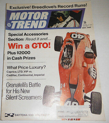 Motor Trend Magazine Daytona 500 Too Fast? May 1968 081114R