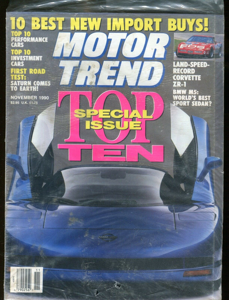Motor Trend Magazine November 1990 Top Ten Issue EX No ML 113016jhe