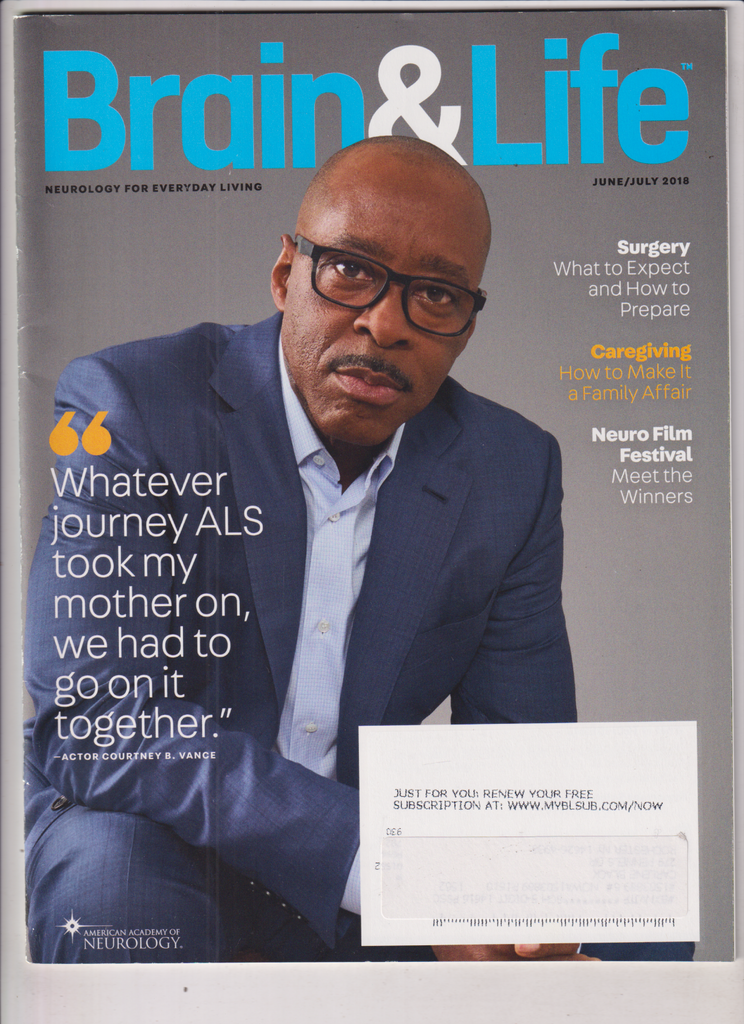 Brain & Life Mag ALS Journey Courtney B. Vance June/July 2018 010320nonr