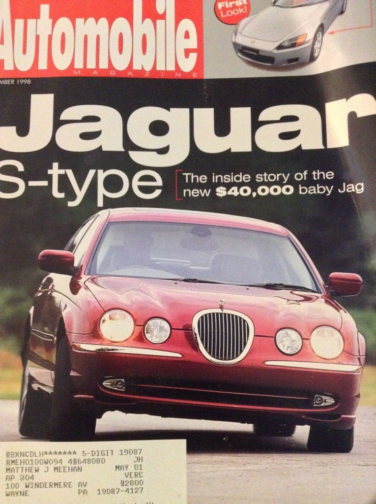 Automobile Magazine Jaguar S-Type Honda Roadster December 1998 011019nonrh