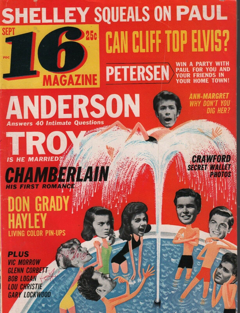 16 Magazine September 1963 Dick Chamberlain Rick Nelson Bobby Rydell 082520AME
