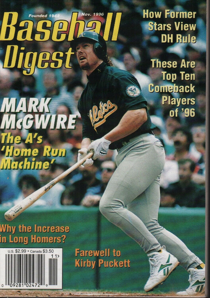 Baseball Digest November 1996 Mark McGwire Kirby Puckett 101618ame