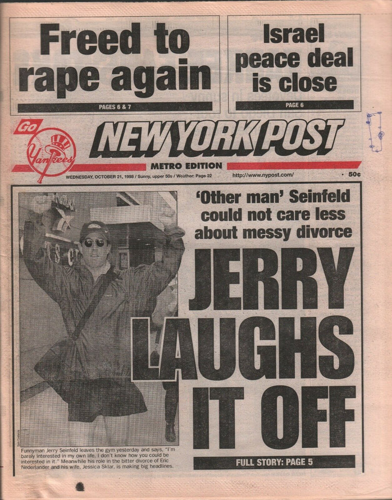 New York Post October 21 1998 Jerry Seinfeld George Steinbrenner 020320AME