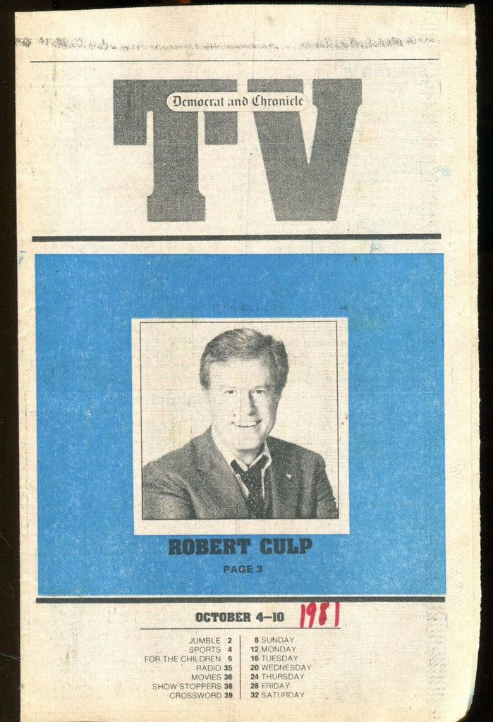 TV Democrat & Chronicle Oct. 4-10 1981 Robert Culp EX 022117nonjhe