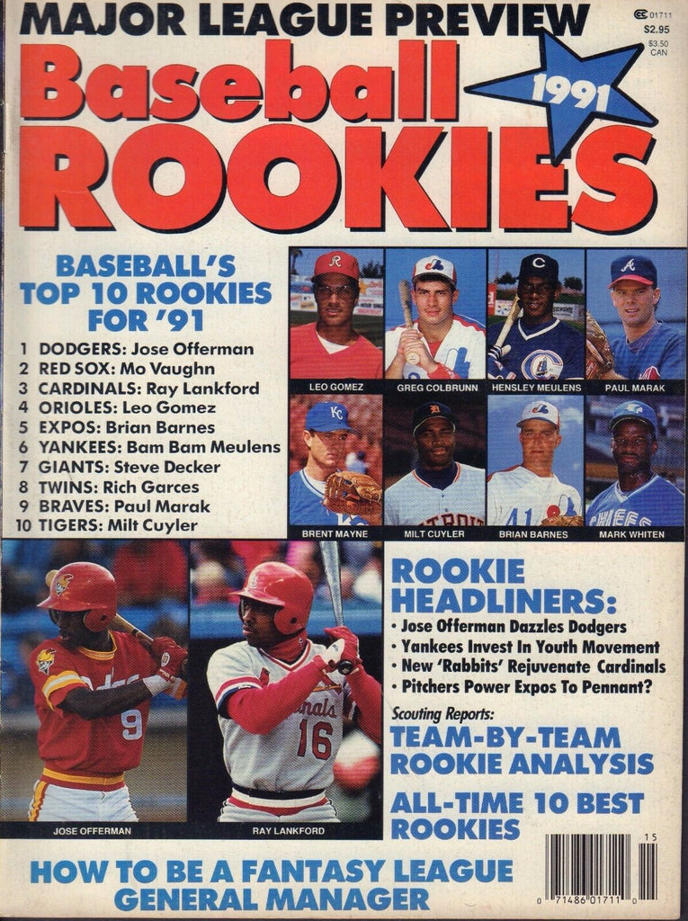 Baseball Rookies Magazine 1991 Jose Offerman Ray Lankford 080817nonjhe