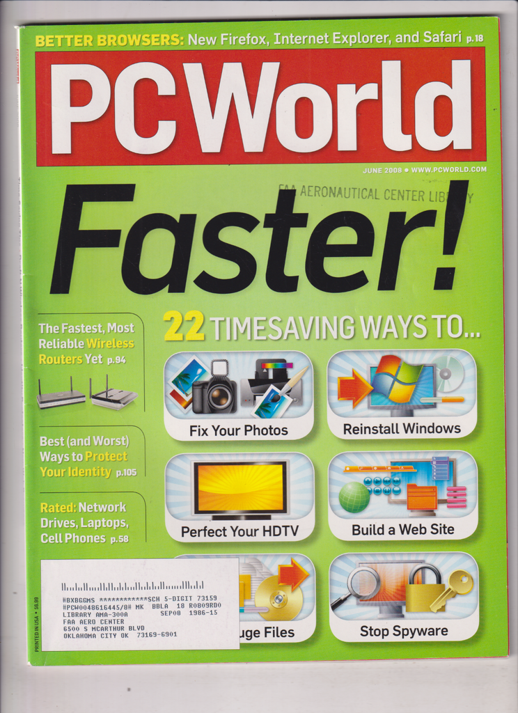 PC World Mag 22 Timesaving Ways & Wireless Routers June 2008 012720nonr