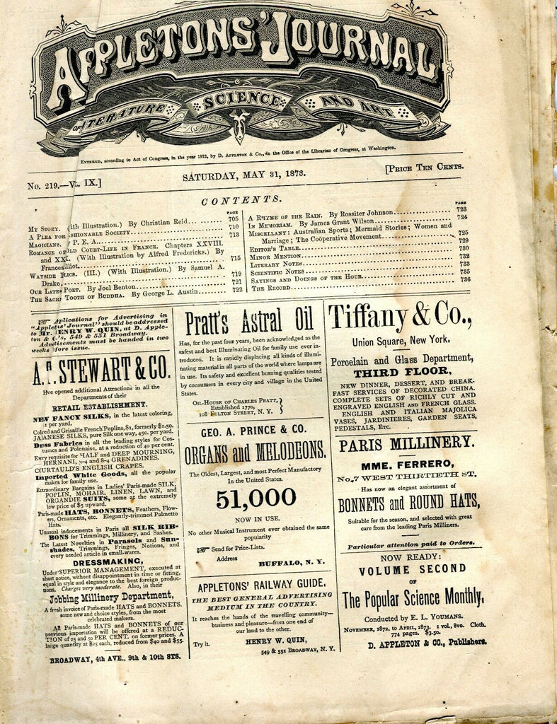 Appletons' Journal May 31 1873 My Story GD 101716jhe