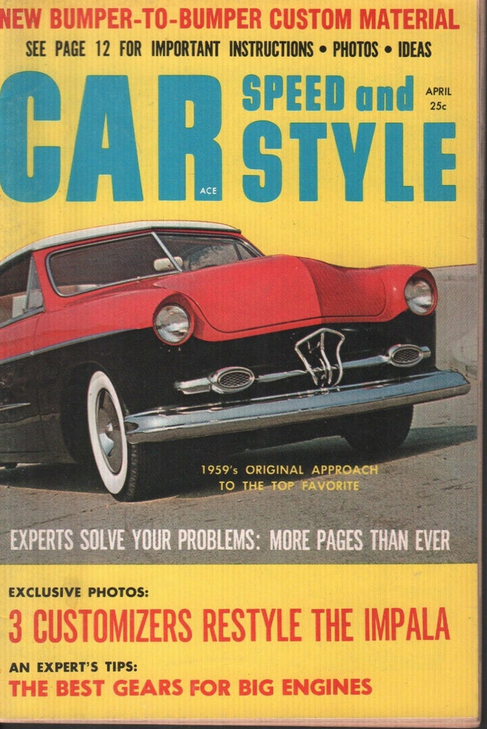 Car Speed and Style Vintage Magazine April 1959 Irwin Stein 121518AME