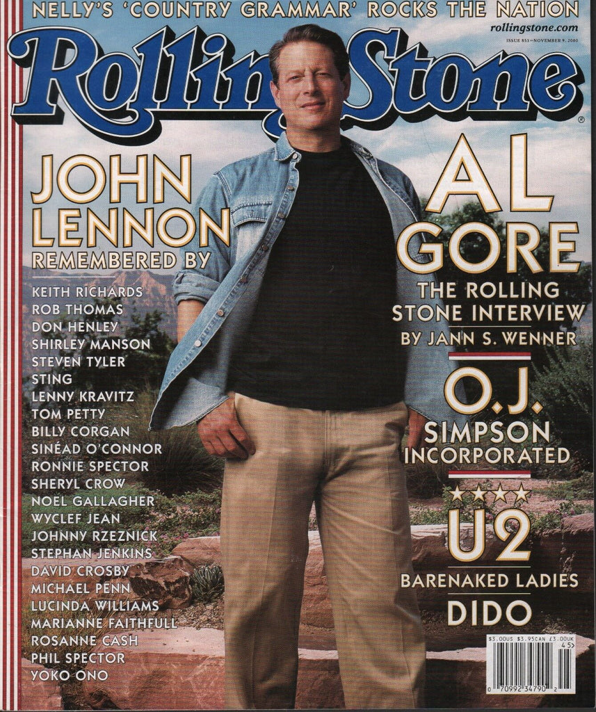 Rolling Stone November 9 2000 John Lennon Al Gore O.J. Simpson U2 042618DBE