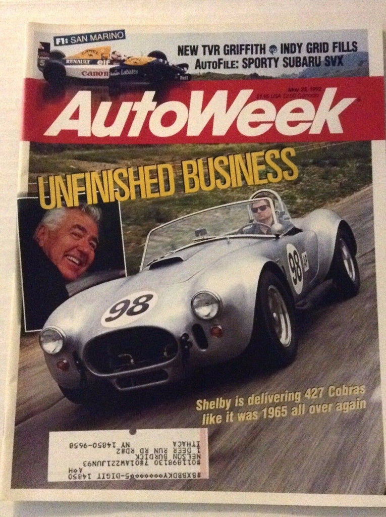 Autoweek Magazine Magazine Shelby Carroll 427 Cobras May 25, 1992 011717RH