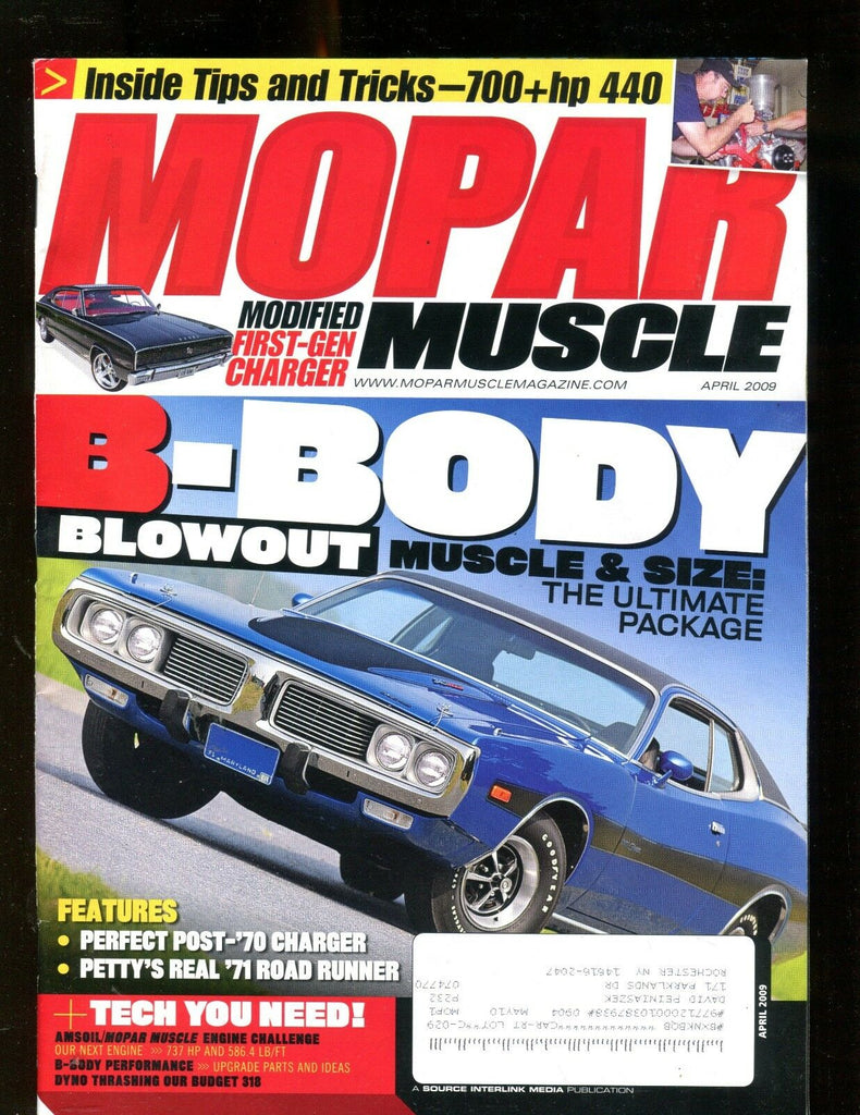 Mopar Muscle Magazine April 2009 B-Body Blowout EX w/ML 011717jhe