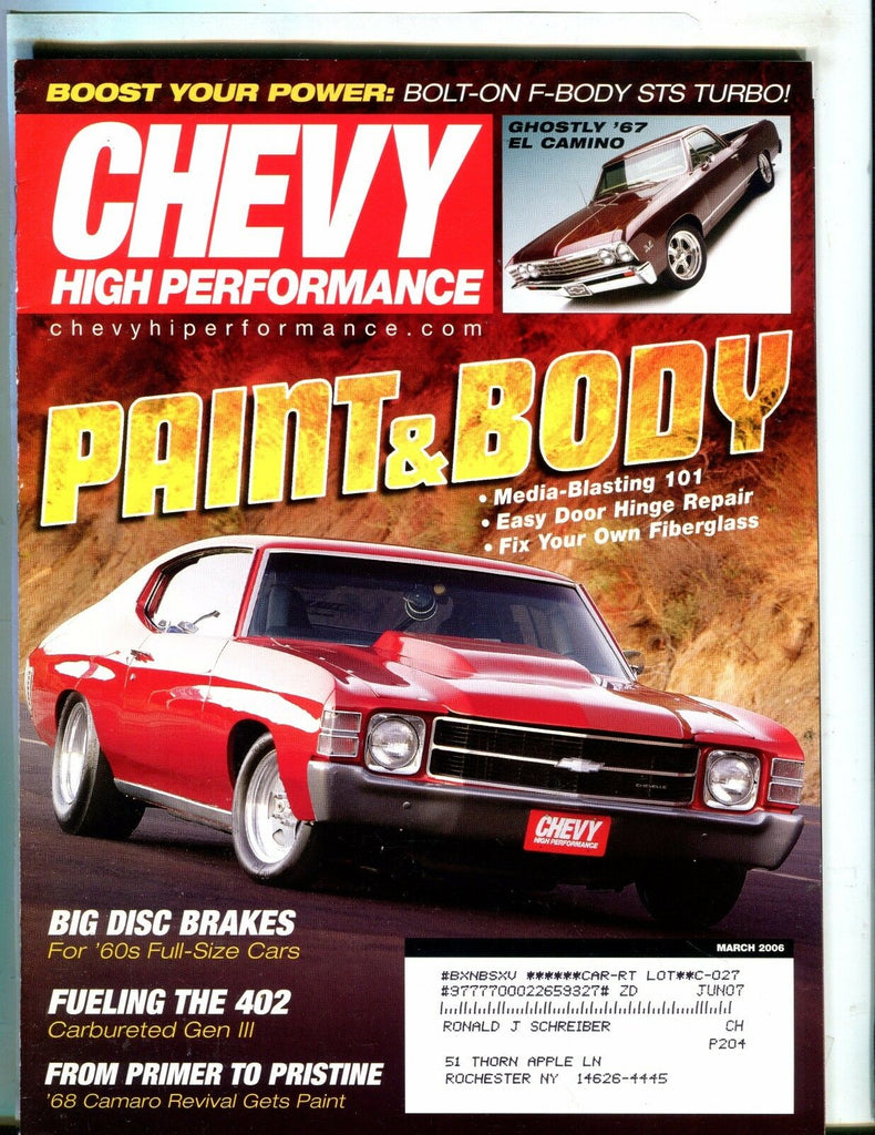 Chevy High Performance Magazine March 2006 Paint Body EX w/ML 050517nonjhe