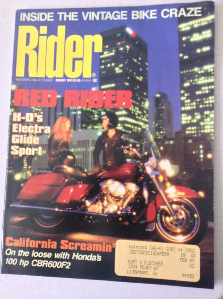 Rider Magazine H-D's Electra Glide Sport August 1991 051117nonrh