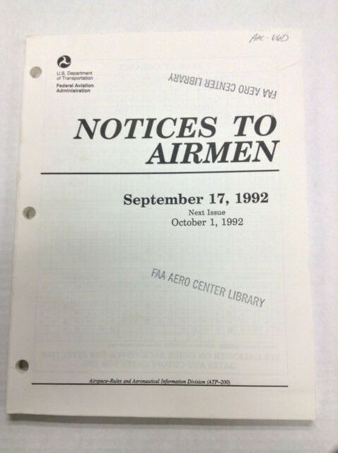 Notices To Airmen Magazine Direction Adjustments September 17, 1992 022217R