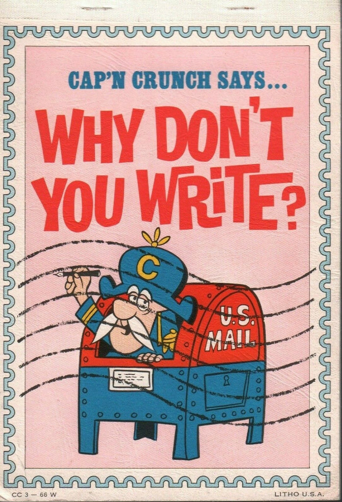 Cap'n Crunch Says Why Don't You Write? Vintage Stationary Litho 011420AME