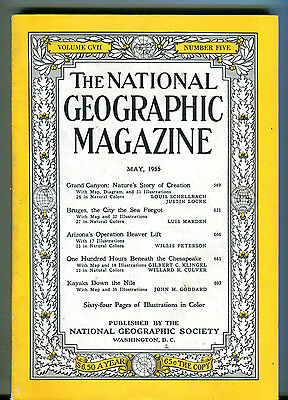 National Geographic Magazine May 1955 Grand Canyon VG 071216jhe