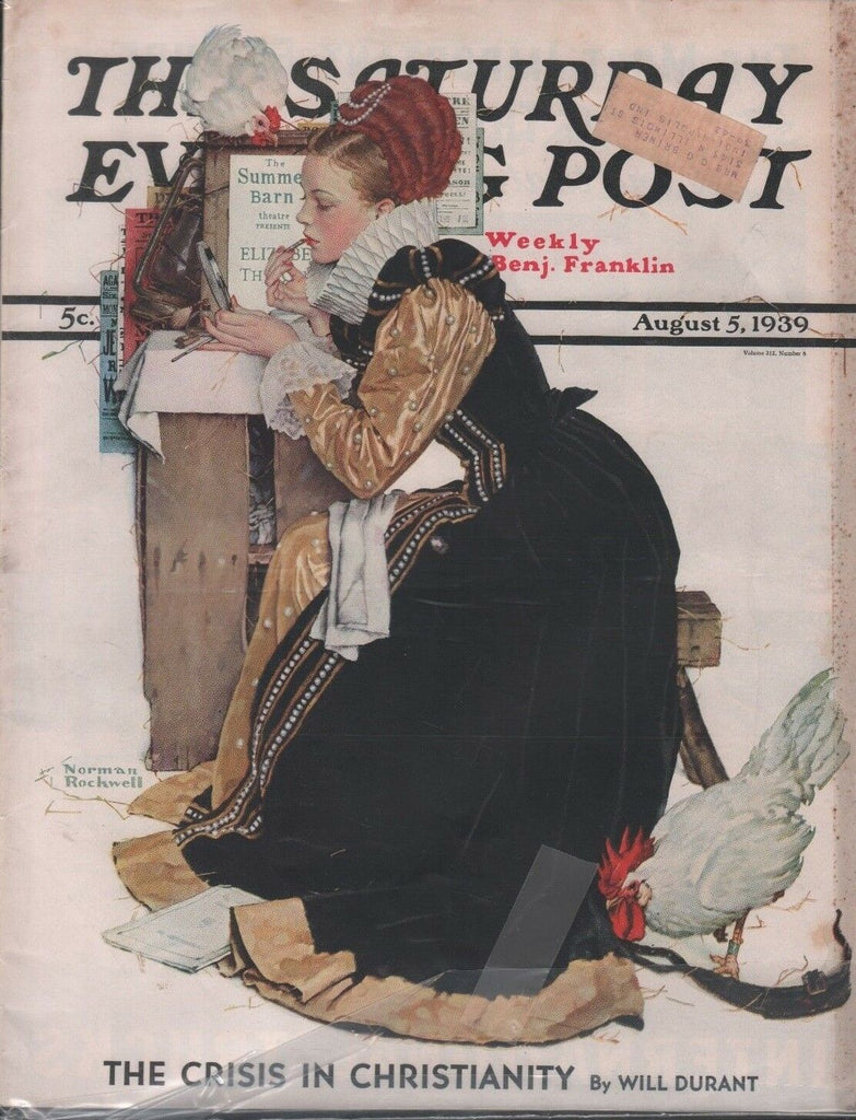 Saturday Evening Post August 5 1939 Norman Rockwell Will Durant 102518DBPost