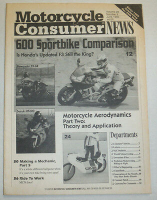 Motorcycle Consumer News Magazine 600 Sportbike Comparison June 1995 010915R