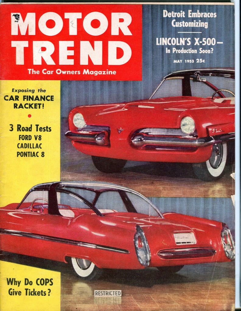 Motor Trend Magazine May 1953 Lincoln X-500 EX No ML 053017nonjhe