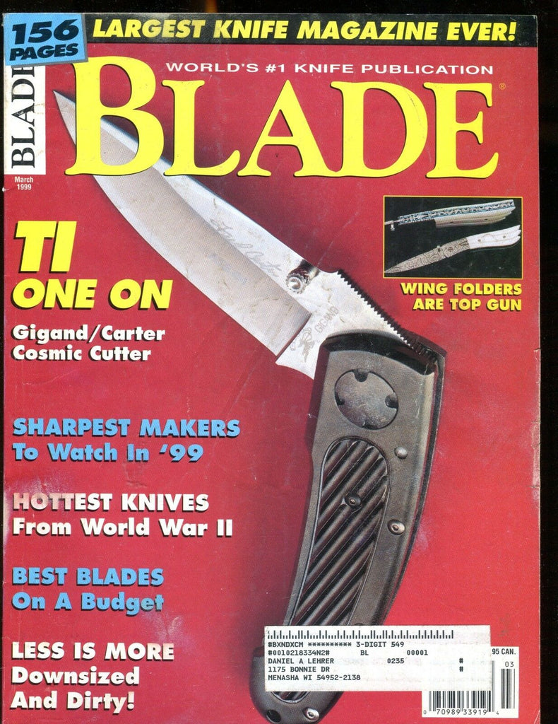 Blade Magazine March 1999 TI One On EX w/ML 012417jhe
