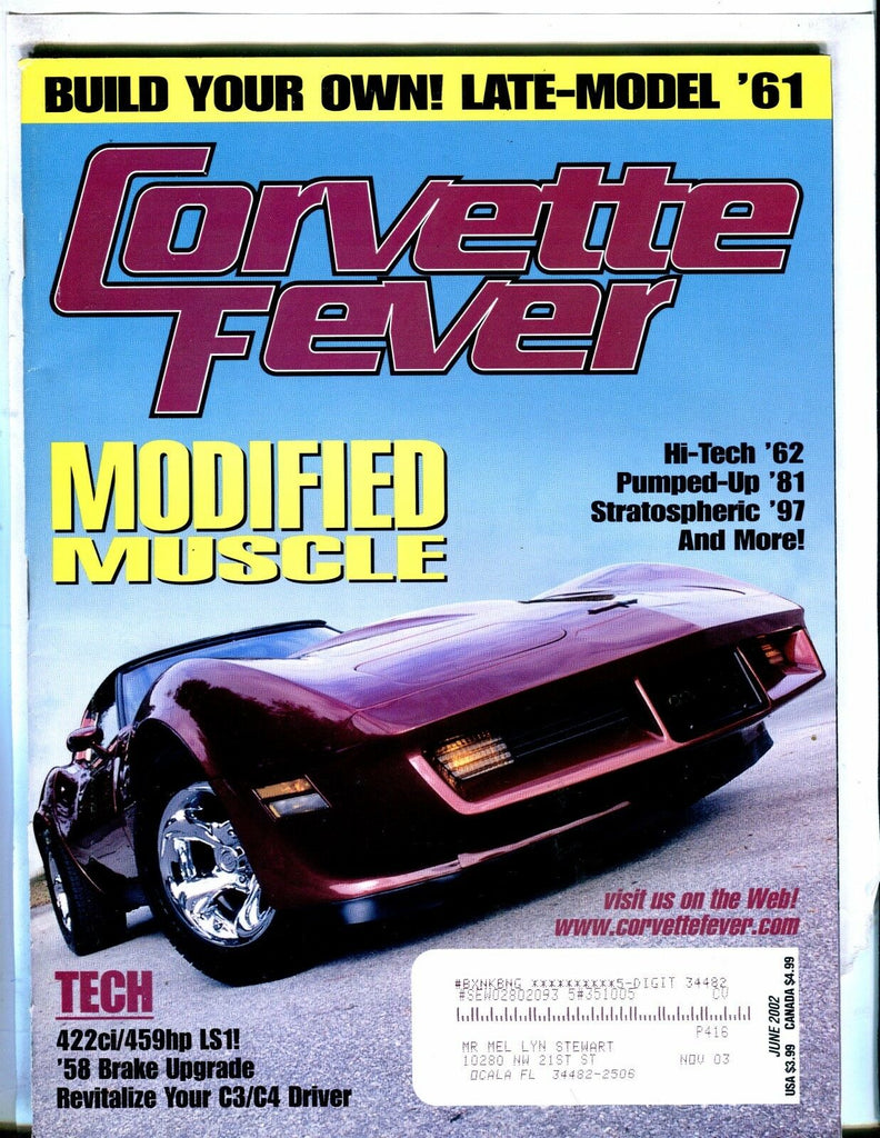 Corvette Fever Magazine June 2002 Modified Muscle EX w/ML 042617nonjhe