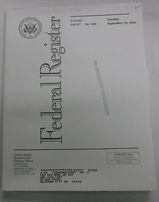 Federal Register Magazine September 24, 2002 Vol.67 No.185 FAL 081915R3
