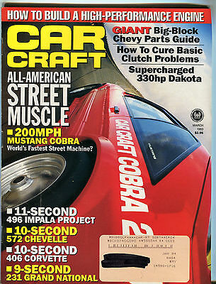 Car Craft Magazine March 1993 All-American Street Muscle VGEX 032816jhe