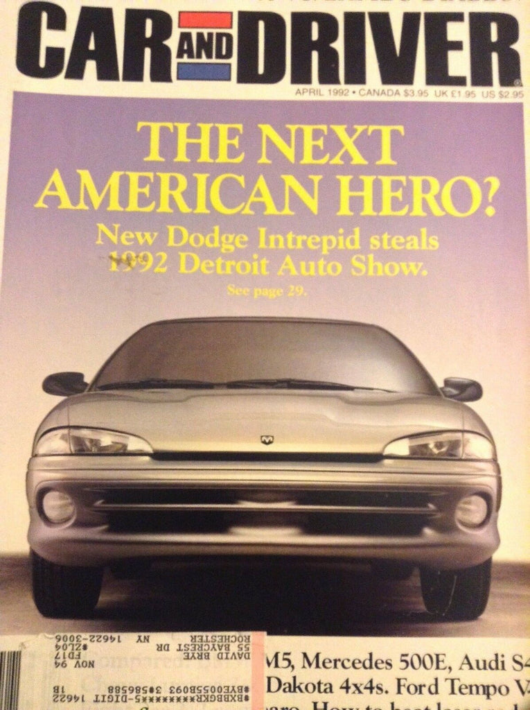 Car And Driver Magazine Dodge Intrepid Detroit Show April 1992 070718nonrh