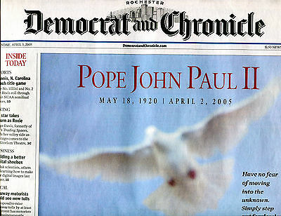 Rochester Democrat And Chronicle April 3 2005 Pope John Paul II VGEX 040716jhe